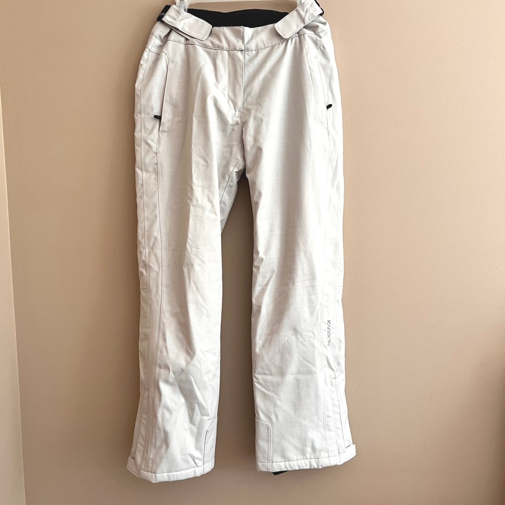 Karbon Women Insulated Ski Snowboard Pants Cream Adjustable Waist Gaiters Size 8